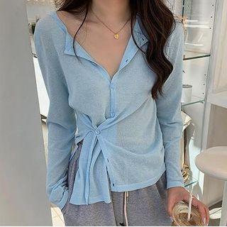 Plain Slit Cardigan