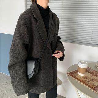 Single-breasted Coat Dark Gray - One Size