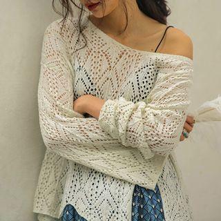 Long-sleeve Perforated Cover-up