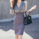Long-sleeve Iridescent Mini Sheath Dress
