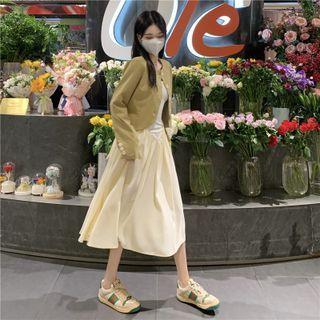 Blazer / Drawstring Spaghetti-strap Dress