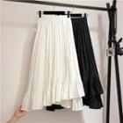 Asymmetric Pleated A-line Midi Skirt