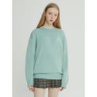 Snug Club Heart-embroidered Knit Top Mint Green - One Size