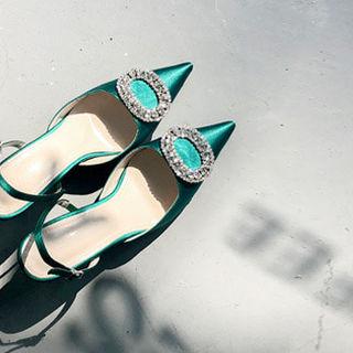 Rhinestone Belted-detail Pumps