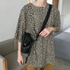 Short-sleeve Leopard Print T-shirt / Wide Leg Pants