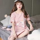 Rabbit Print Short-sleeve Sleep Dress