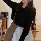 Long-sleeve Diagonal Button Top