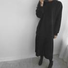 Accordion-pleat Hem Sweatshirt Dress
