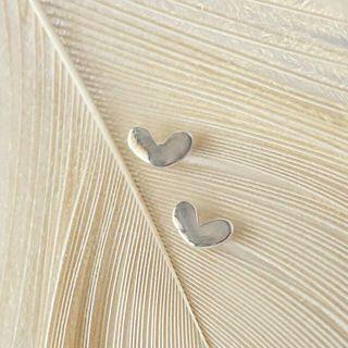 Heart Ear Stud 1 Pair - Silver - One Size