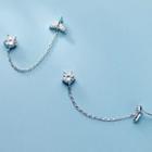 925 Sterling Silver Rhinestone Earring 1 Pair - S925 Silver Earrings - One Size