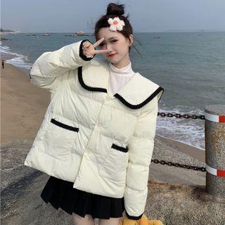 Contrast Trim Collar Padded Jacket