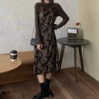 Floral Strappy Midi A-line Dress / Mock-neck Top