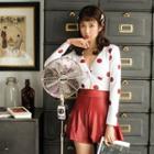 Dotted Long-sleeve Swim Dress