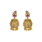 Fashion Vintage Plated Gold Ethnic Style Geometric Round Wind Chimes Tassel Earrings With Yellow Cubic Zirconia Golden - One Size