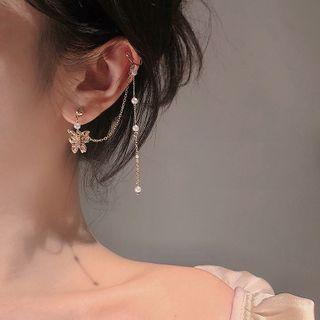 Butterfly Ear Cuff Drop Earring 1 Pc - As Shown In Figure - One Size