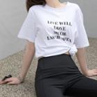 [nefct] Letter Cotton T-shirt White - One Size