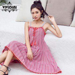 Spaghetti Strap Midi Embroidered Sundress