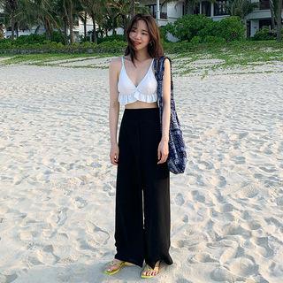 Vivid Color Wide-leg Pants