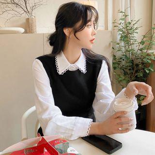 Crochet-trim Napped Blouse