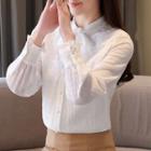 Tie-neck Lace Trim Blouse