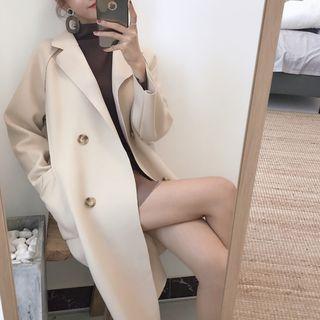 Lightweight Double-breasted Wool Jacket With Sash