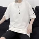 3/4-sleeve Button Knit Top