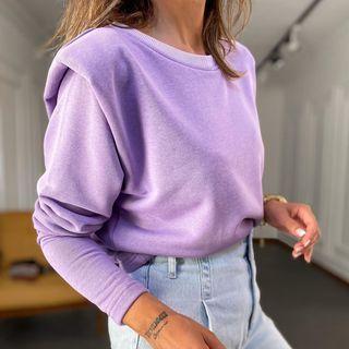 Padded Shoulder Long-sleeve Sweatshirt