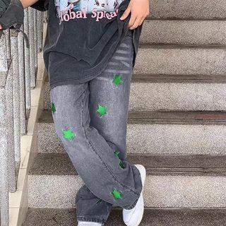 Star Embroidered Loose-fit Jeans