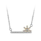 925 Sterling Silver Fashion Creative Sun Key Necklace With Cubic Zircon Silver - One Size