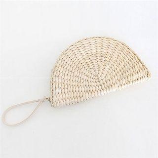 Woven Straw Semicircle Clutch