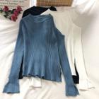 Bell-sleeve Cold Shoulder Sweater