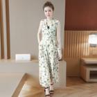 Wrapped Neck Floral Wide-leg Jumpsuit