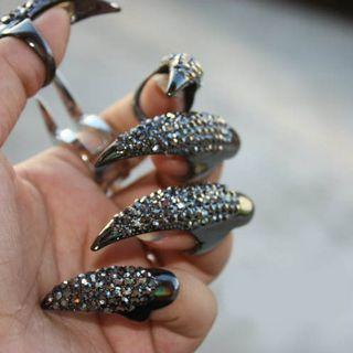 Rhinestone Alloy Fingernail Ring