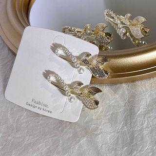Mermaid Tail Faux Pearl Rhinestone Alloy Hair Clip