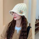 Safety Pin Applique Knit Bucket Hat
