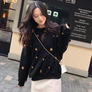 Star Sequined Sweatshirt Black - One Size