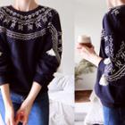 Embroidered Tassel-detail Pullover
