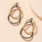 Layered Alloy Hoop Earring 1 Pair - Hoop - Gold & Silver - One Size