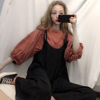Balloon-sleeve Top / Wide-leg Jumper Pants