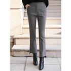 Slit-side Checked Boot-cut Dress Pants