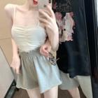 Spaghetti Strap Top / Frill Trim Wide-leg Shorts