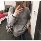 Turtle-neck Slit-sleeve Wool Blend Sweater