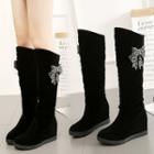 Bow Accent Platform Wedge Knee-high Boots