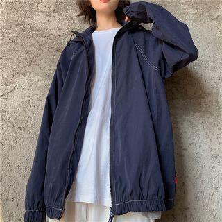 Contrast-lining Zip Hoodie