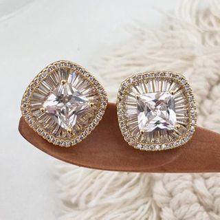 Rhinestone Faux Pearl Ear Stud / Clip-on Earring