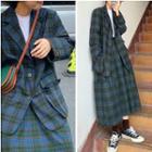 Plaid Loose-fit Blazer / Skirt / Plain Long-sleeve T-shirt