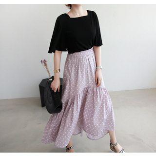 Square-neck Elbow-sleeve T-shirt