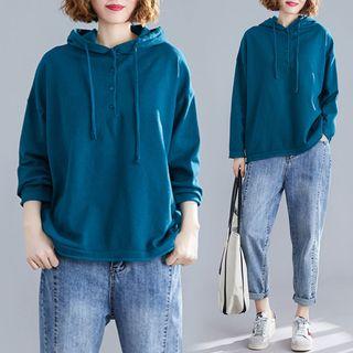 Plain Long-sleeve Sweatshirt Peacock Blue - F