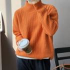Plain Semi High-neck Top Sweater