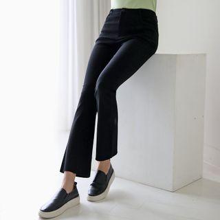 Fray-hem Bootcut Pants Black - One Size